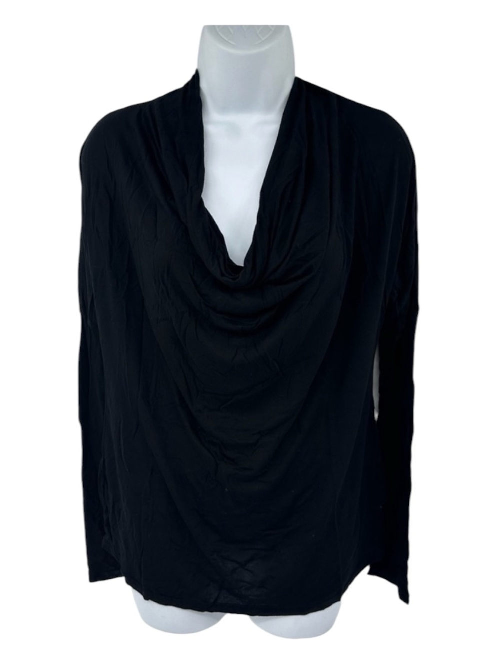 Michael Lauren Randi Black Cowl Neck Drop Shoulder Long Sleeve Tee Size Small